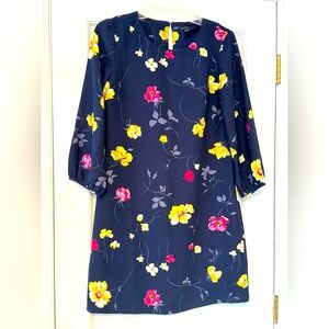 Ann Taylor Navy Dress with Yellow and Pink Accents